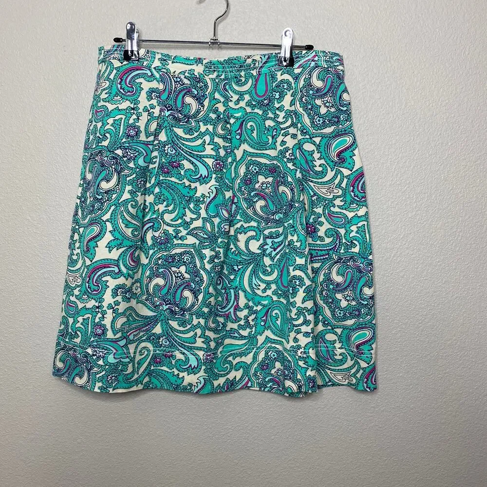 Loft Floral Paisley Print Linen‎ Blend Skirt Size 4 - Picture 3 of 8